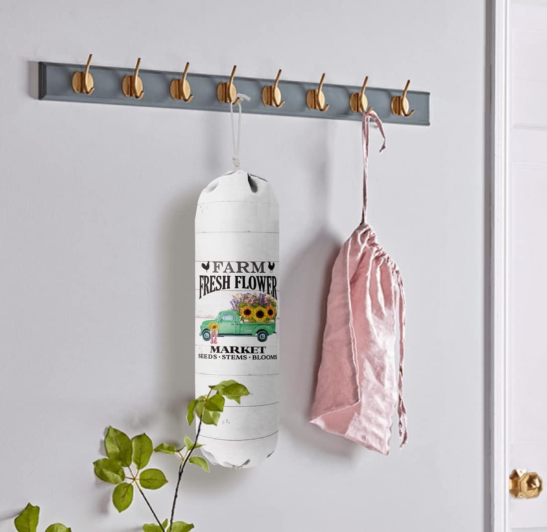 Grocery Bag Holder Organizer, Wall Mount Storage Container Dispenser - Farmhouse Kitchen Gifts for Mom, Housewarming, Family, Friends, Women, Grandma