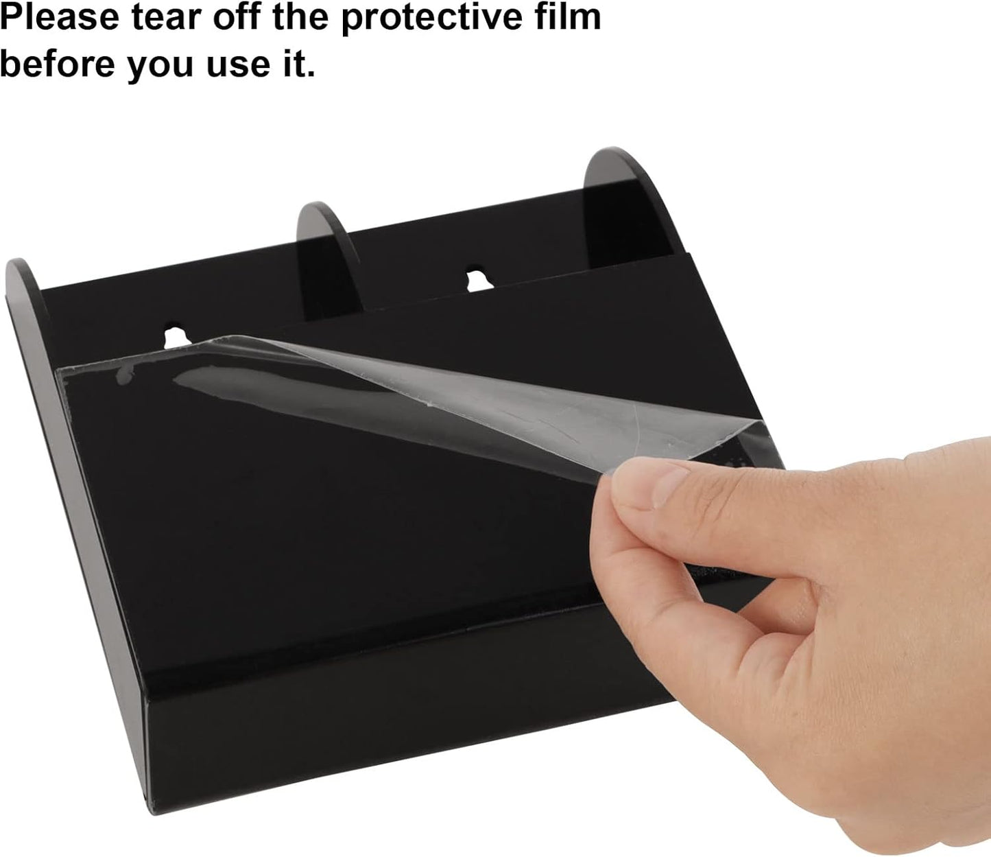 Yeeco Acrylic Remote Control Holder Wall Mount 2 Compartments, Black Remote Holder Wall Mount, 5.3’’×1.6’’×5.6’’ Wall Pen Holder, Pen Holder for Wall, Remote Control, Pens, Makeup, Key