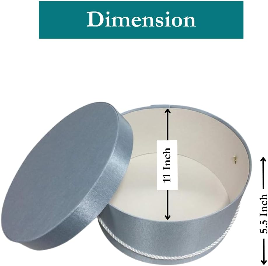 Sarah's Hat Boxes Classic Light Blue Hat Box – 11" x 5.5" (Dia. x Ht.) Handmade in USA – Odorless Non-Toxic Adhesive, Cording Handle – Premium Storage for Hats & Accessories