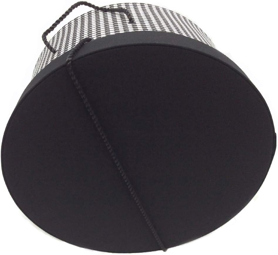 Sarah's Hat Boxes Classic Houndstooth Hat Box – 11" x 5.5" (Dia. x Ht.) Handmade in USA – Odorless Non-Toxic Adhesive, Cording Handle – Premium Storage for Hats & Accessories