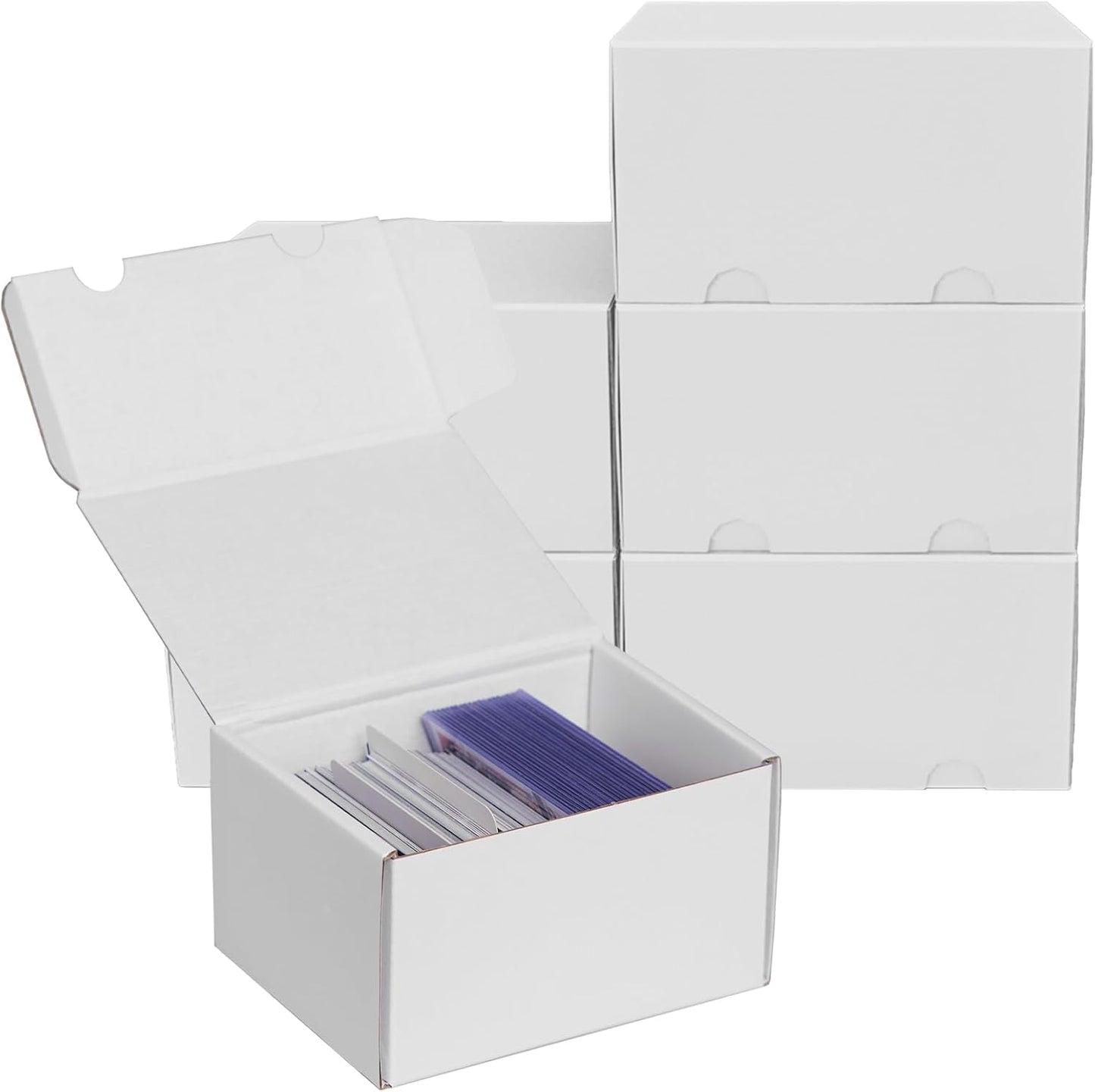NUMINA Small Trading Card Storage Box 6 Pack, 160 Toploader Card Corrugated Organizer with Dividers & Labels for TCG/MTG Decks and Collector Card Collections