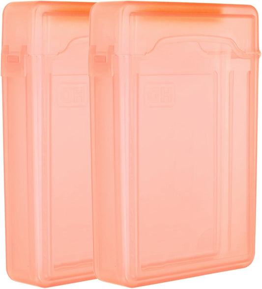 PATIKIL 6.5" x 4.5" Hard Drive Disk Case, 2Pcs Plastic Hard Disk Storage Box Portable Anti-Static Case for 3.5" External SSD HDD, Orange