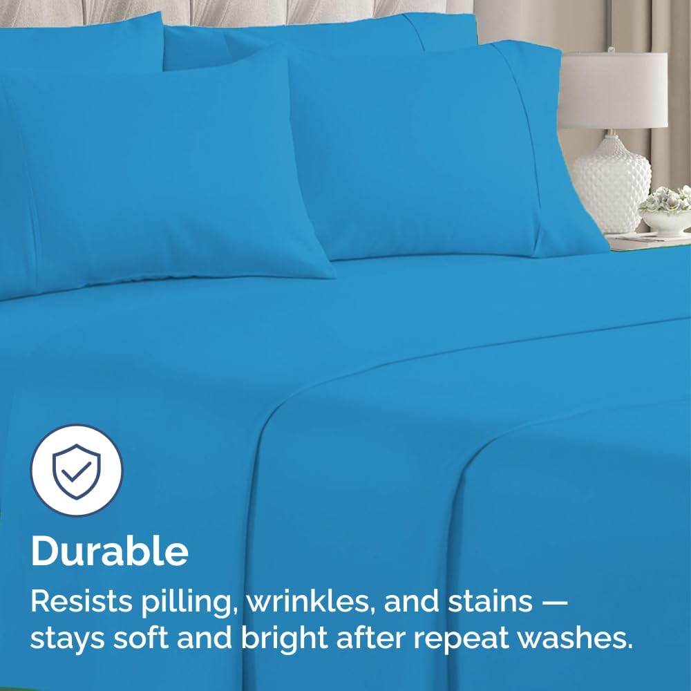 Queen Pillow Cases - 4 Pack - Super Soft Pillowcase Covers - Envelope Enclosure - Hotel Quality Pillow Protectors - Wrinkle Free, Shrink & Stain Resistant - Machine Washable - 20" x 30" (Denim Blue)