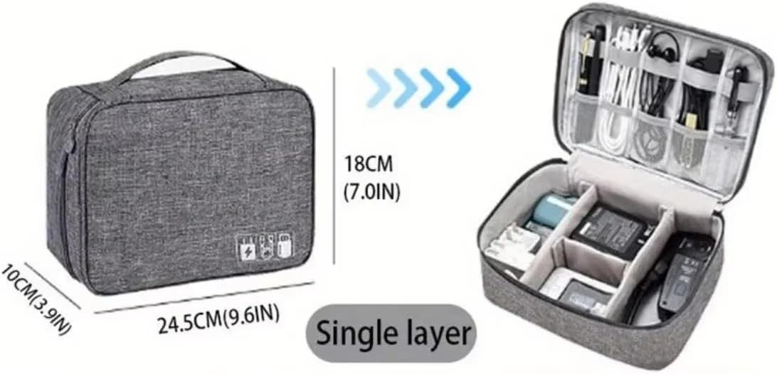 Travel Cable Organizer Bag for Electronics Accessories Portable Tech Carrying Large Storage Case for Charger, Cord, Power Bank, Hardware Waterproof (1PCS) (Blue)