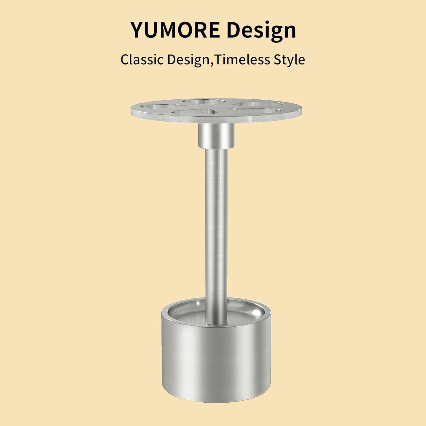 YUMORE Toothbrush Holder Stand Stainless Steel Tooth Brush Holder Bathroom Countertop Organizer Storage (Brushed Nickel)