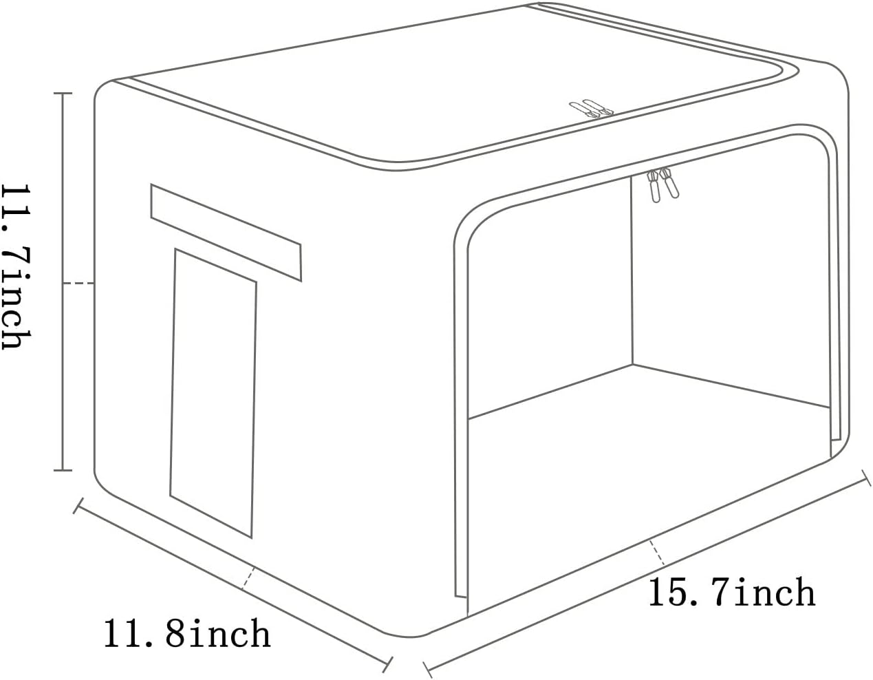 FHSQX 2 Pack Clear Window Storage Bins - Large Stackable Linen Fabric Storage for Clothes Foldable Container Organizer Set with Carrying Handles (Light Gray, 15.7x 11.8x 11.7 Inch)
