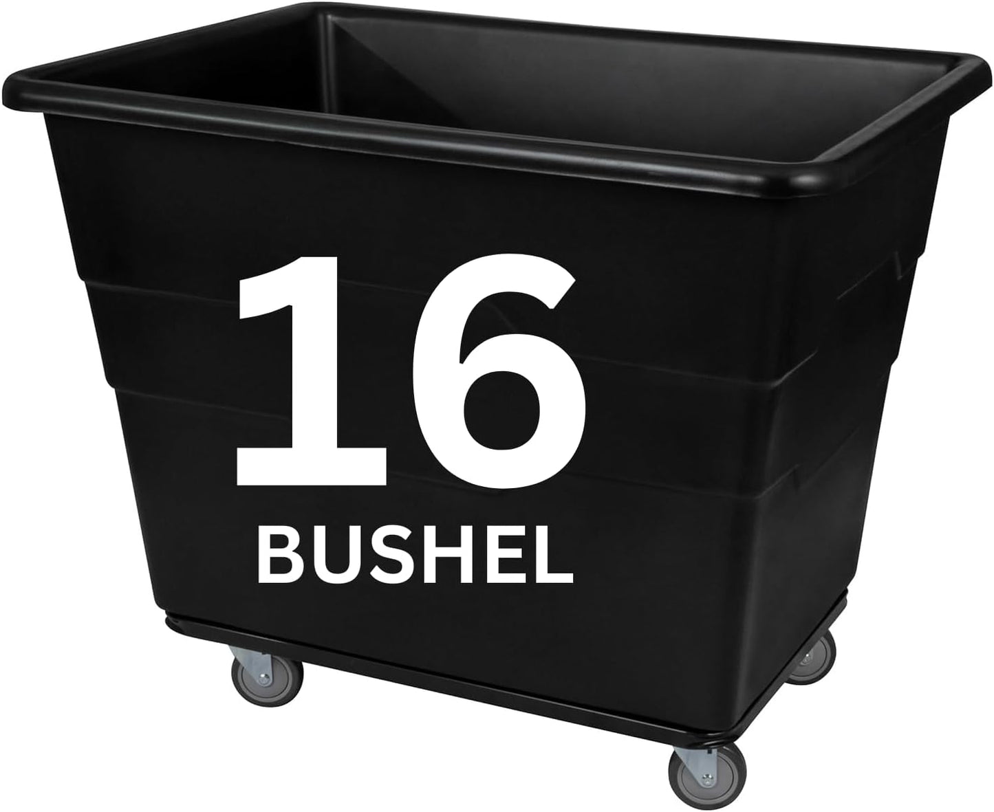 Commercial 16 Bushel Utility Cart with Steel Base, Poly Box Basket Truck, Laundry Cart, and Rolling Trash Bin, 47-Inch x 34.75-Inch x 35.5-Inch, 1000 Pound Weight Capacity, Black