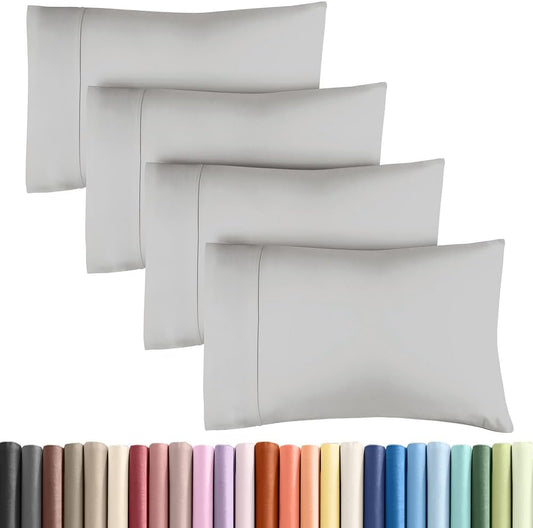 Queen Pillow Cases - 4 Pack - Super Soft Pillowcase Covers - Envelope Enclosure - Hotel Quality Pillow Protectors - Wrinkle Free, Shrink & Stain Resistant - Machine Washable - 20" x 30" (French Grey)