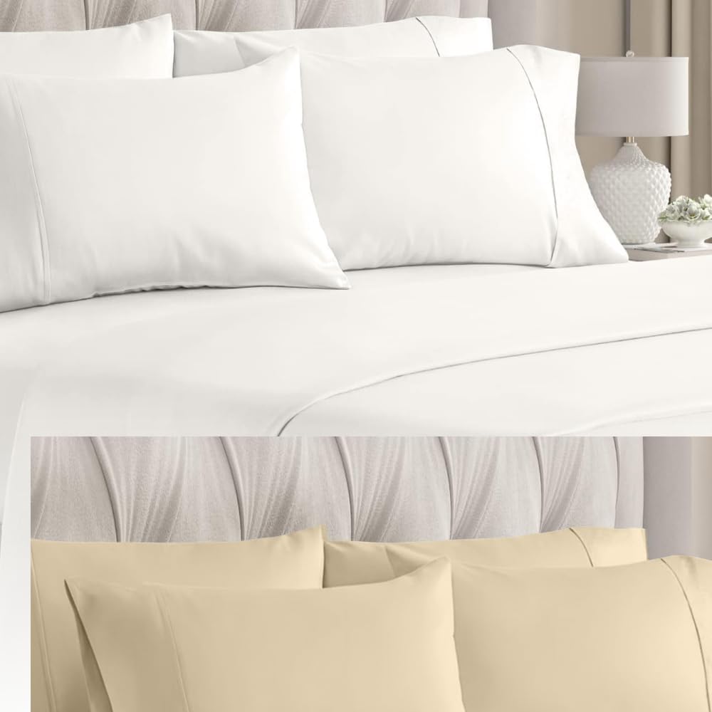 Queen Pillow Cases - 4 Pack - Super Soft Pillowcase Covers - Envelope Enclosure - Hotel Quality Pillow Protectors - Wrinkle Free, Fade, Shrink & Stain Resistant - Machine Washable - 20" x 30" (Cream)