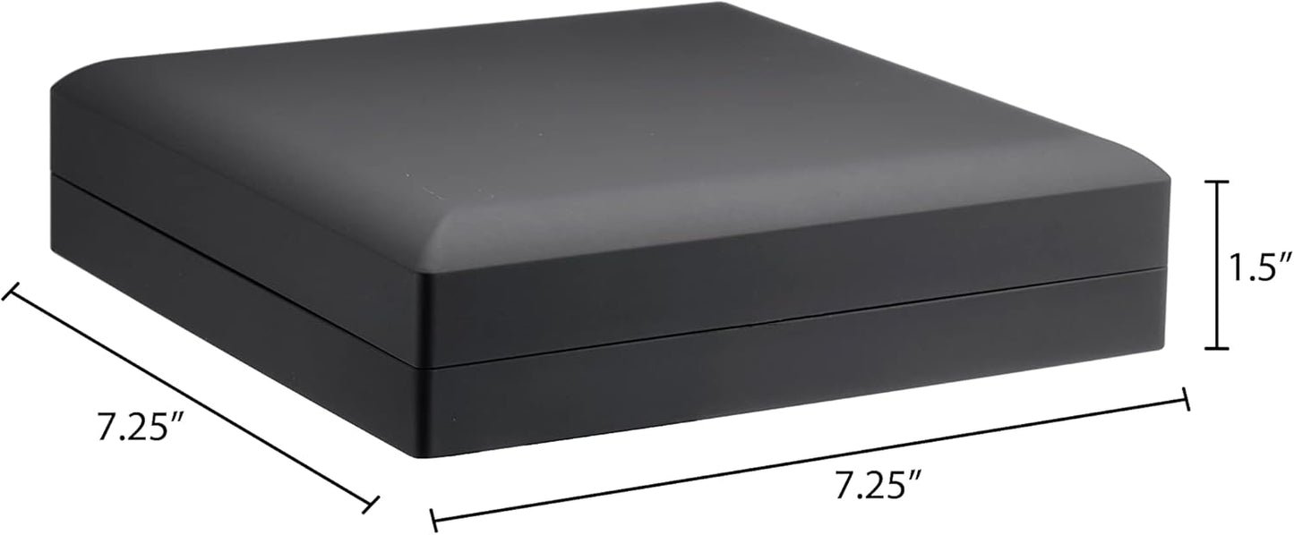 Allure - Bulk Case Of 12 - Large Necklace Box With LED Light, Square Shaped, Elegant Diamond Necklace Case, For Unique Proposal Or Wedding, Luxury Black Velvet Interior Jewelry Display Gift Box.