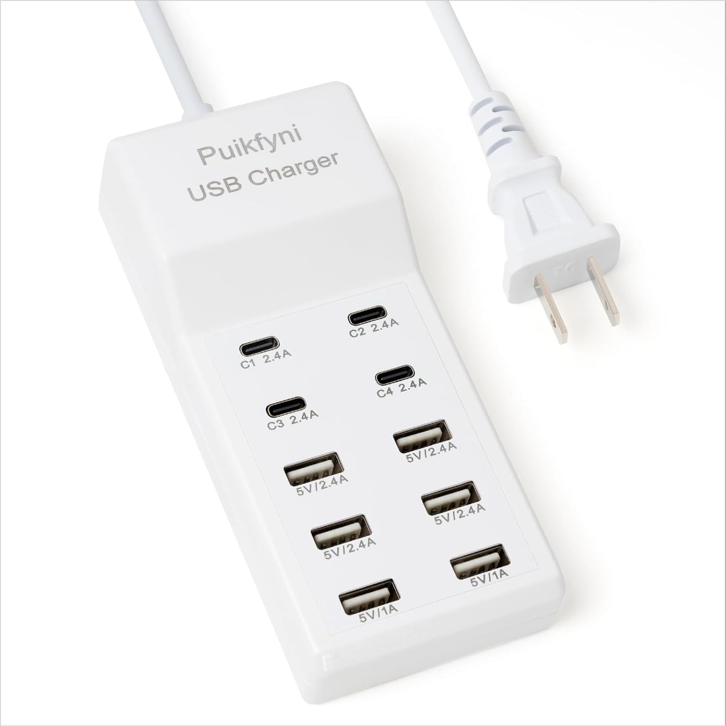 Portable USB C Charging Station,USB-C 4-Ports, USB Charging hub 10-Ports/USB c Charger Block for Multiple Devices Phones Tablet Smartwatch Headphones Speakers (USB-4C+6A)