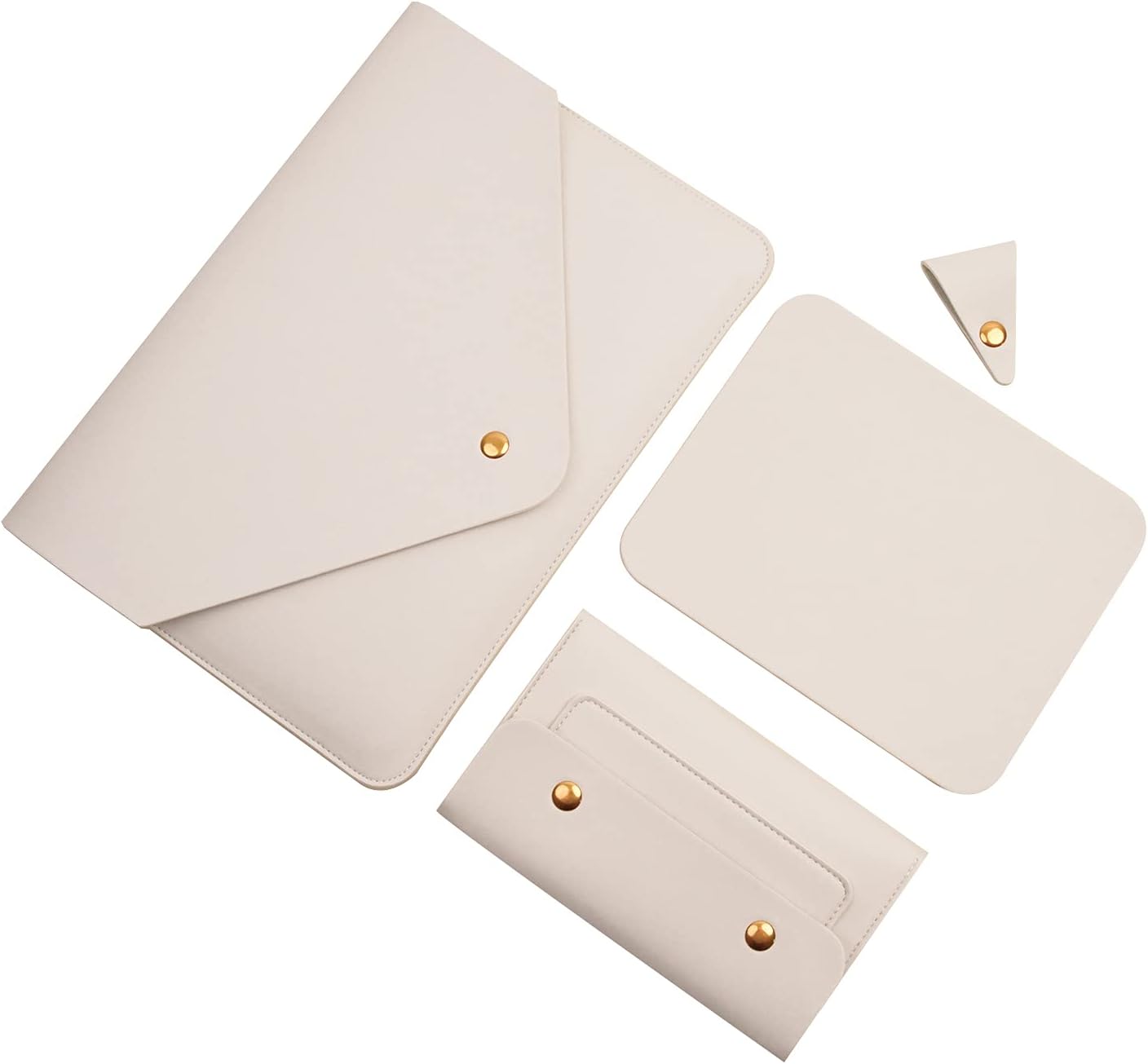 Laptop Sleeve 14 Inch Compatible with MacBook Pro 14, MacBook Air 13 2010-2017, MacBook Pro 13 2012-2015, Surface Laptop 13.5 with Small Pouch, Mouse Pad and Cord Organizer, Color White