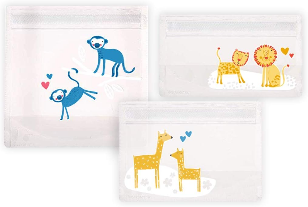 Amazon Brand - Mama Bear Reusable Snack Bags, Hook and Loop, One Size, 18-pack