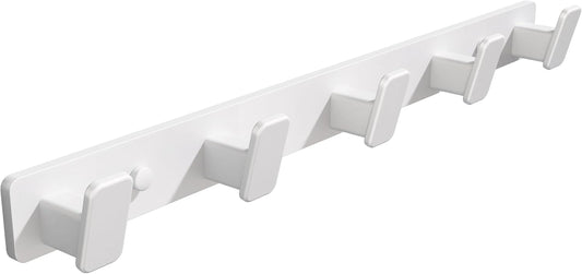 White Coat Rack Wall Hooks for Hanging Heavy Duty Door Hooks with 5 Hooks Key Holder for Wall Hat Rack for Entrance Coat Hook