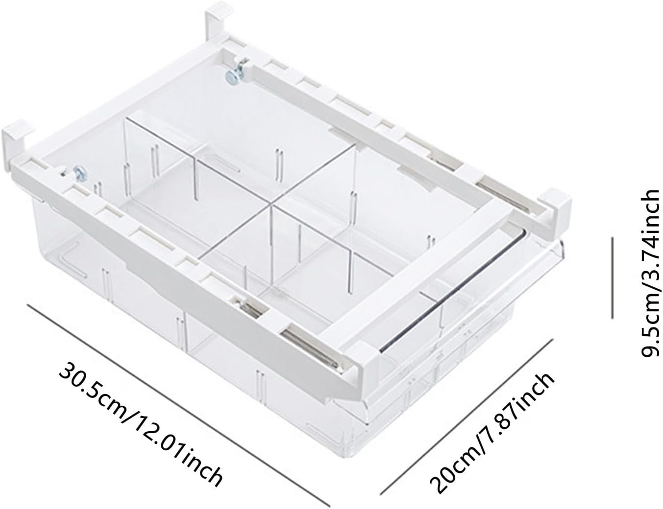 Fridge Drawer Organizer, Refrigerator Organizer Bins, Pull Out with Handle, fridge drawer organizer for Deli Meat, Cheese, Produce and More, Stretchable and Deep Storage (White-2)
