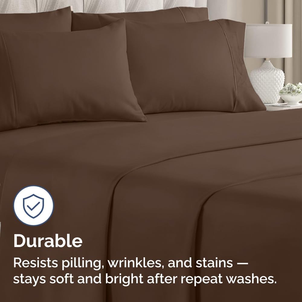 Standard Pillow Cases - 4 Pack - Super Soft Pillowcase Covers - Envelope Enclosure - Hotel Quality Pillow Protectors - Wrinkle Free, Shrink and Stain Resistant - Machine Washable - 20" x 26" (Brown)