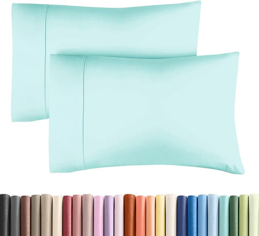 King Pillow Cases - 2 Pack - Super Soft Pillowcase Covers - Envelope Enclosure - Hotel Quality Pillow Protectors - Wrinkle Free, Shrink and Stain Resistant - Machine Washable - 20" x 40" (Spa Blue)