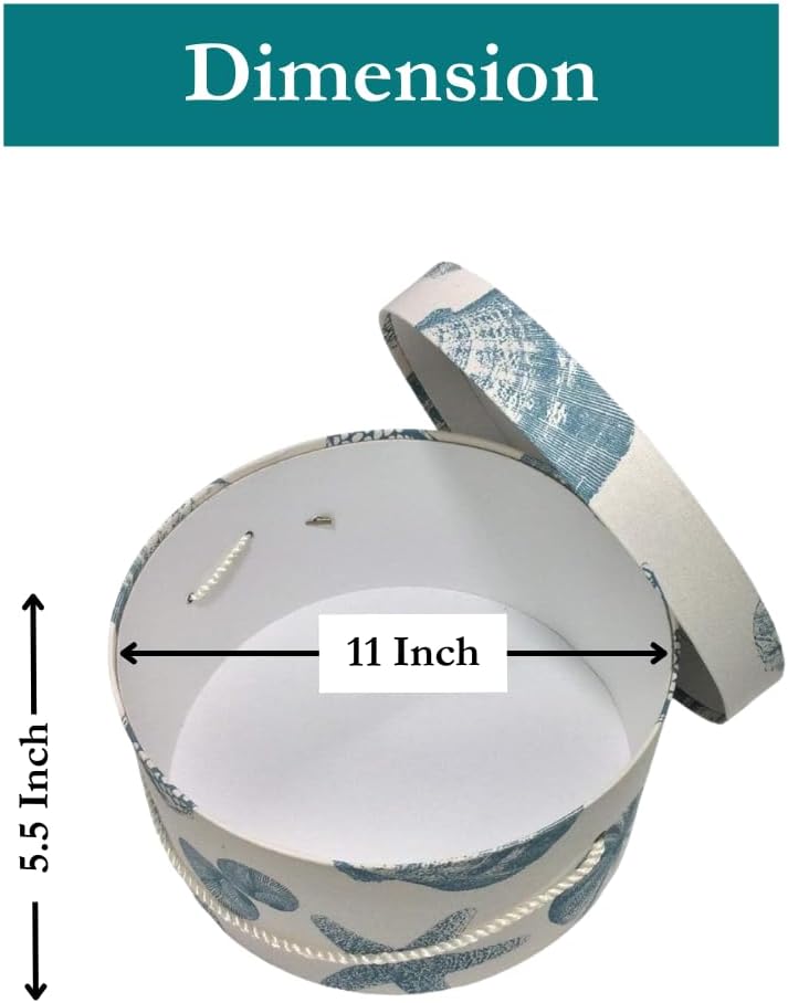 Sarah's Hat Boxes Classic Shells Hat Box – 11" x 5.5" (Dia. x Ht.) Handmade in USA – Odorless Non-Toxic Adhesive, Cording Handle – Premium Storage for Hats & Accessories
