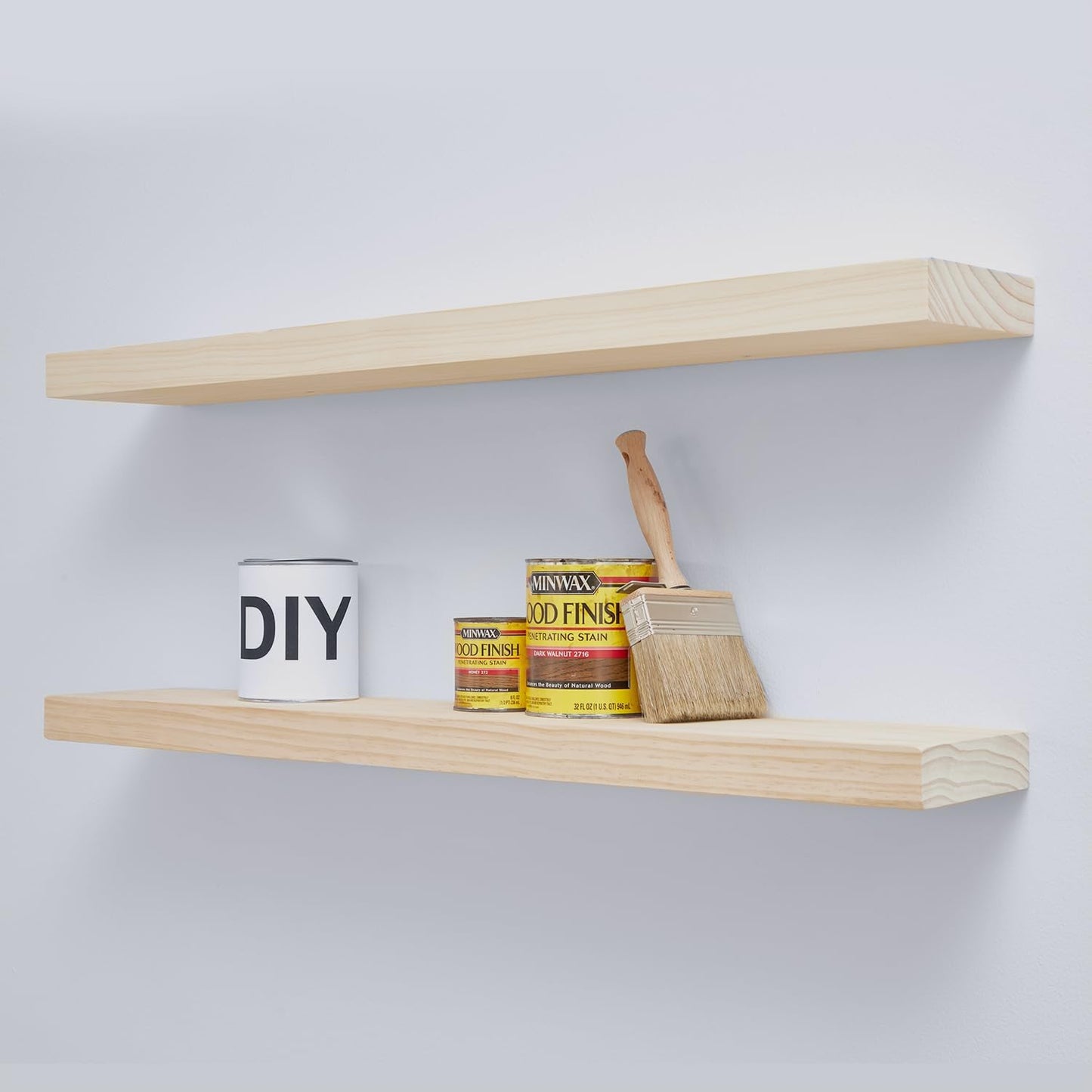 Homeforia 36 inch Wood Floating Shelves, High End Solid Natural Wood 36inch Large Floating Shelf Bathroom, Unfinished Wooden Floating Shelves for Wall, Heavy Duty Bracket, 36 X 6.5 X 1.75 in, Set of 3