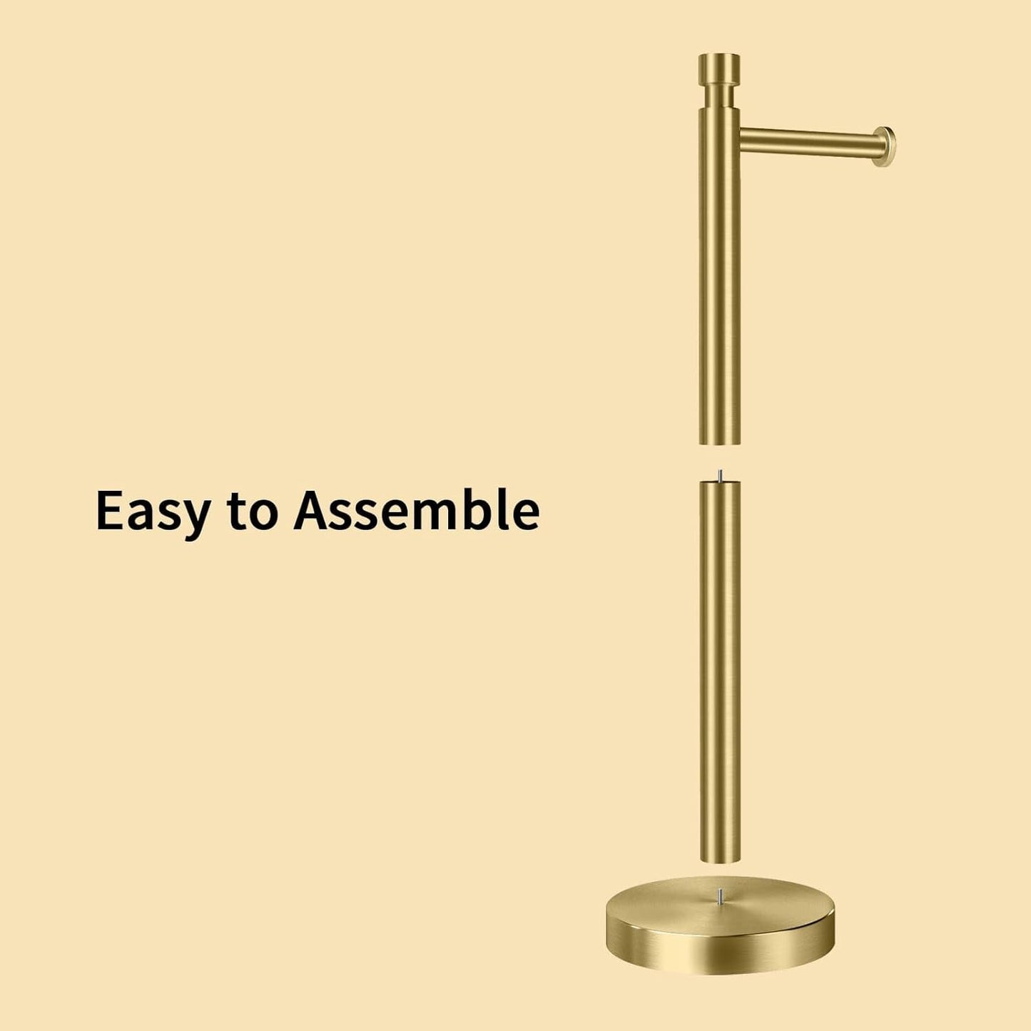 YUMORE Toilet Paper Holder Stand Freestanding, Weighted and Sturdy Stainless Steel Design with Non-Slip Cap, Gold Rustproof Tissue Roll Holder for Modern Bathroom, RV