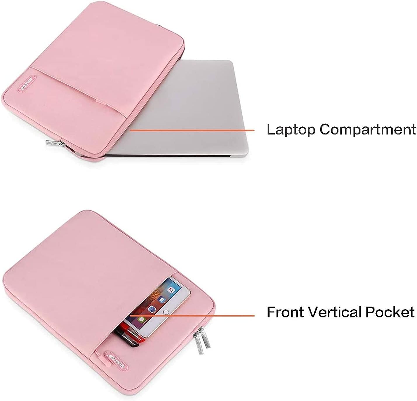 MOSISO Laptop Case 13 inch, 13 inch Laptop Sleeve Compatible with MacBook Air M4 M3 M2 M1 2025-2018 / Pro M2 M1 2025-2016, Polyester Vertical Computer Sleeve Bag with Pocket, Pink