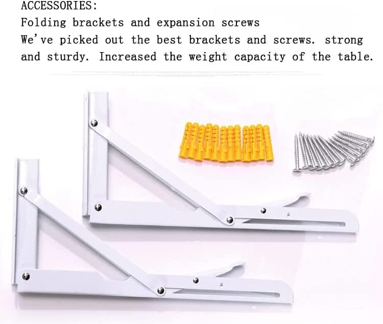 Wall Mounted Folding Table,White Floating Desk for Small Spaces,Stainless Steel Bracket Laundry Folding Table,Wall Folding Desk,Home Bars and Dining Establishments（80x50cm/31.5"x19.7"