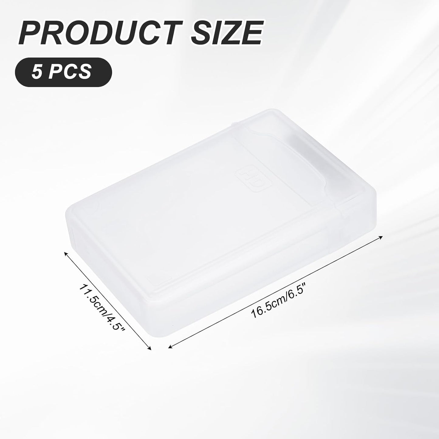 PATIKIL 6.5" x 4.5" Hard Drive Disk Case, 5Pcs Plastic Hard Disk Storage Box Portable Anti-Static Case for 3.5" External SSD HDD, White