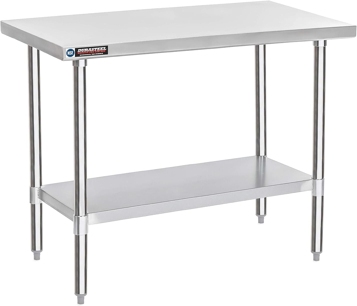 DuraSteel 24x48 Stainless Steel Work Table - NSF Commercial Prep Metal Table - Outdoor Pizza Oven Stand w/Under Shelf - Kitchen Island Laundry Utility Garage Microwave Stand Large Rolling Storage Cart