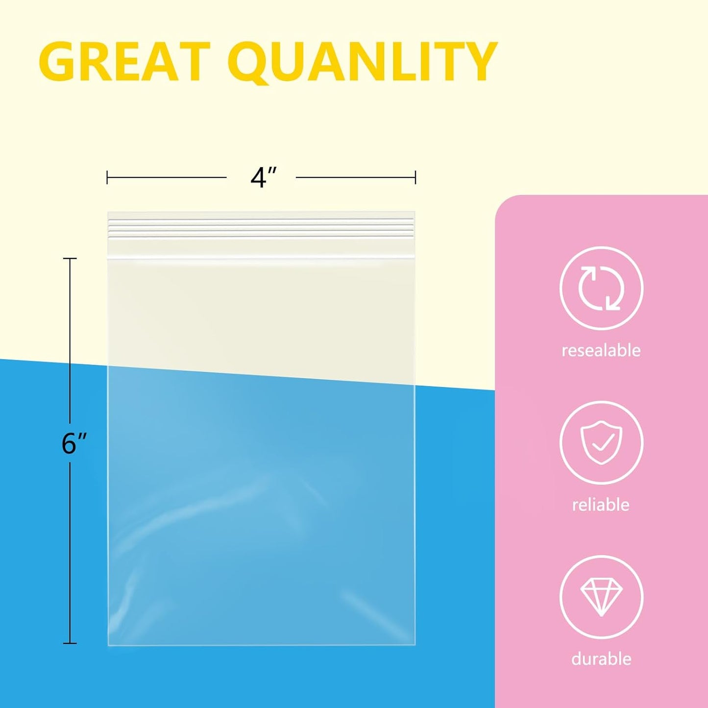 iMailer - 100 Pcs- 4" x 6" Clear Small Zip Bag - Reclosable Zip Plastic Poly Bags 2 Mil with Resealable Lock Seal Zipper for Photo, Jewelry, Bakery, Treats, Party Favors