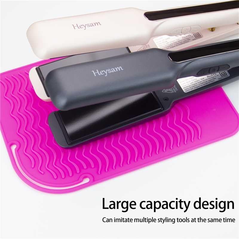 Heysam Professional Heat-Resistant Silicone Mat for Hair Styling Tools, Flat Iron Hair Straightener and Curling Iron in One, Easy to Use for Travel, 9.0 x 6.5 inches