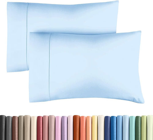 King Pillow Cases - 2 Pack - Super Soft Pillowcase Covers - Envelope Enclosure - Hotel Quality Pillow Protectors - Wrinkle Free, Shrink & Stain Resistant - Machine Washable - 20" x 40" (Light Blue)