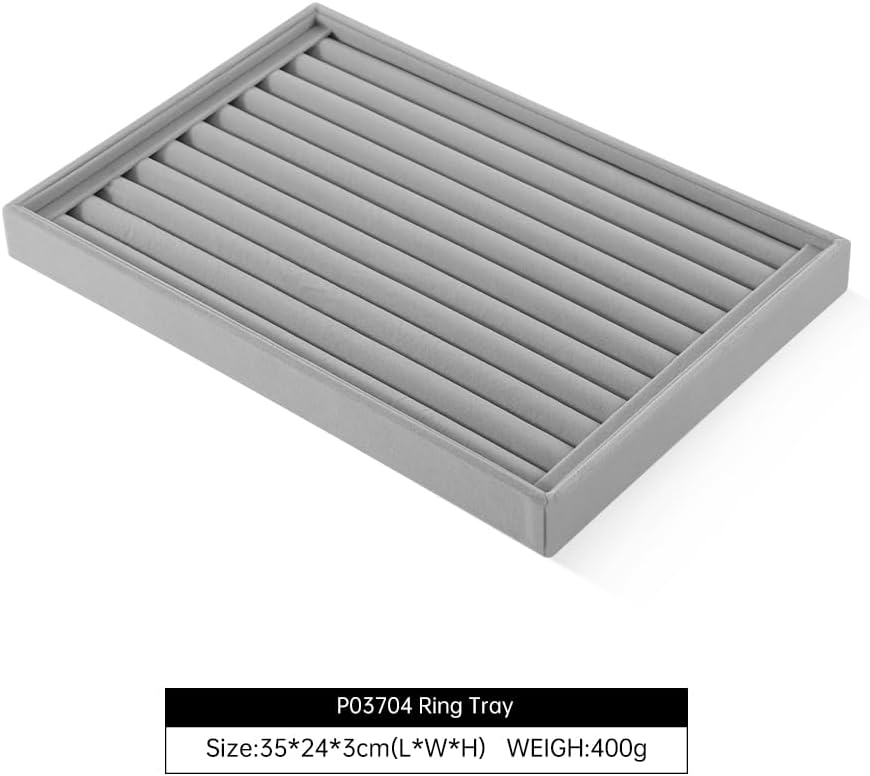 Ring Display Tray, Velvet Jewelry Trays,Premium Ring Organizer,Luxury Stud Earring Organizer,Grey Jewelry Storage