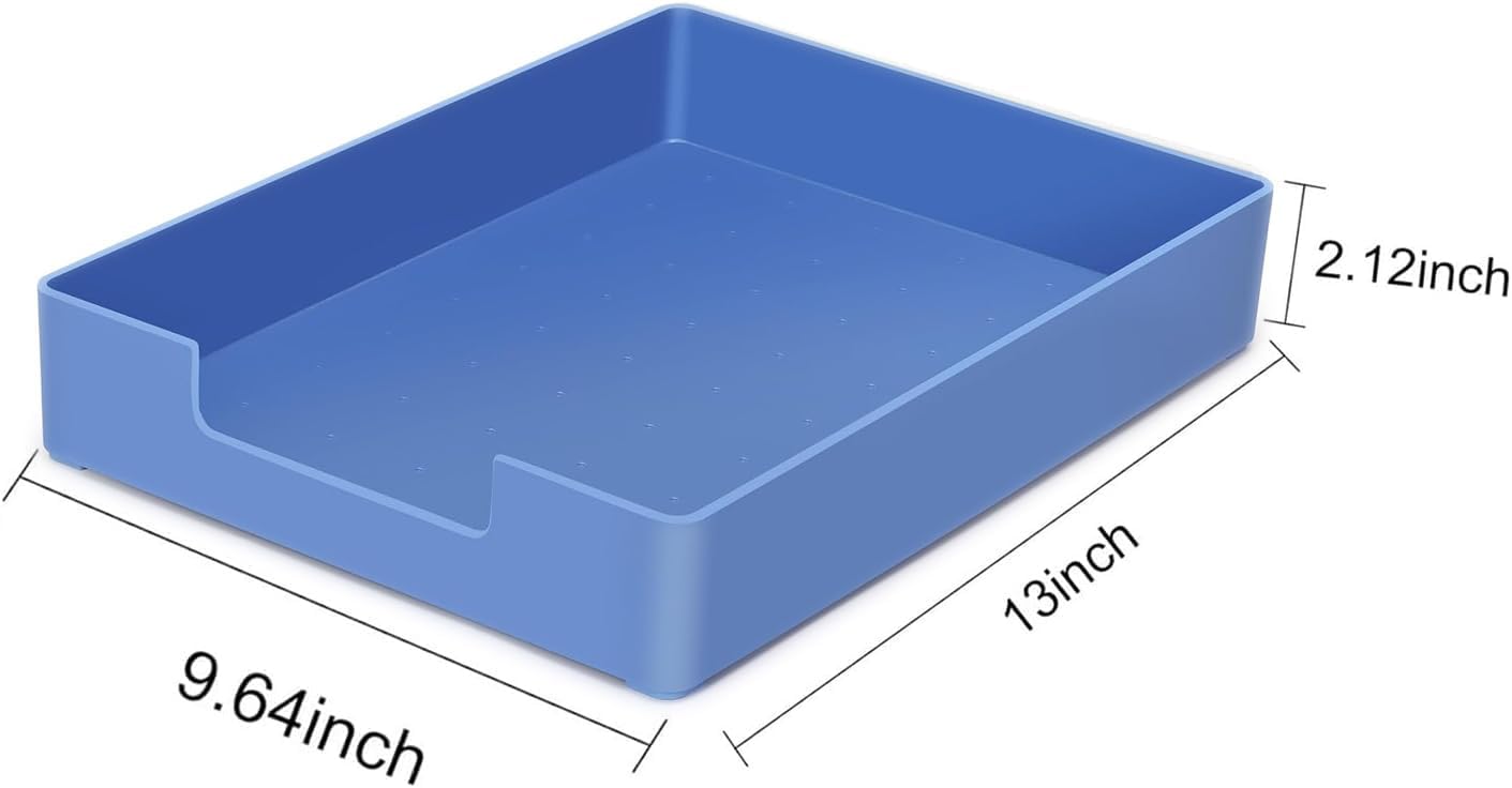 Letter-Size Tray, 2PCS A4 Plastic Stackable Paper Tray, Desk Drawer Organizer for Office, School, Home Storage, and Storage Containers for Christmas Ornaments, Gift Wrap, and Crafts (2x Blue)