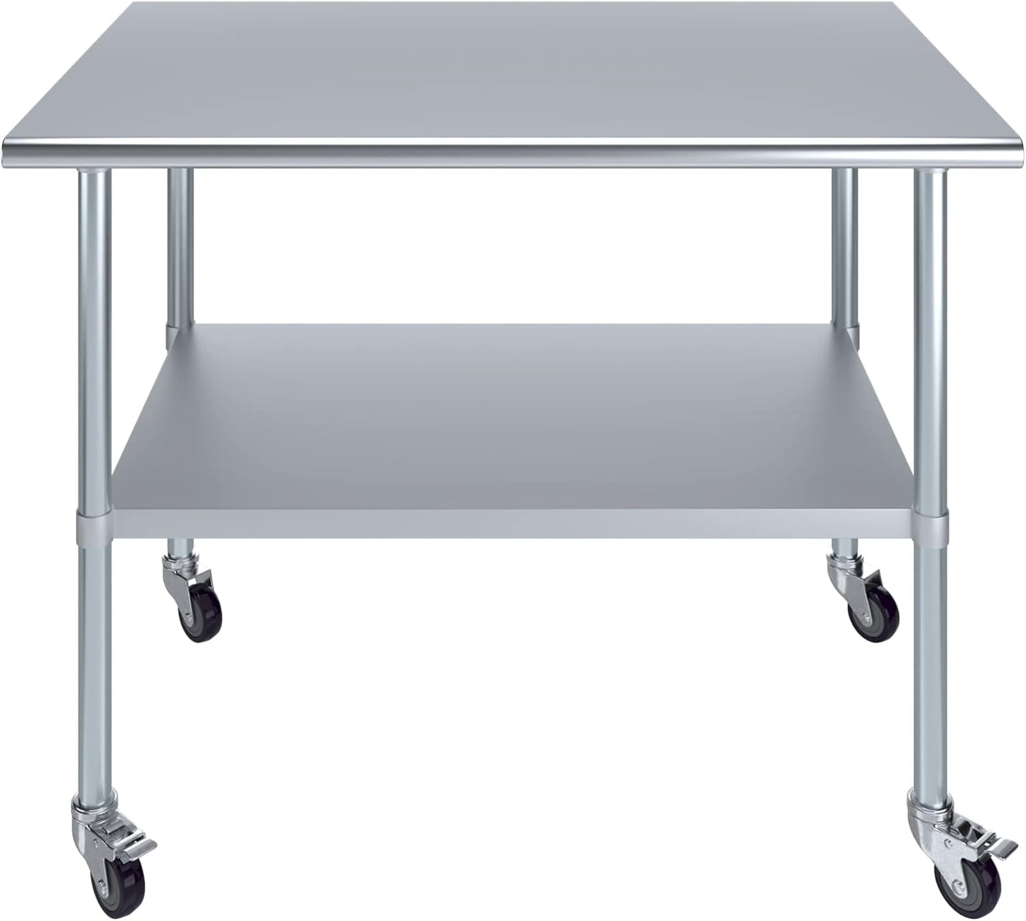 AmGood 48" Long x 30" Deep Stainless Steel Table with Casters