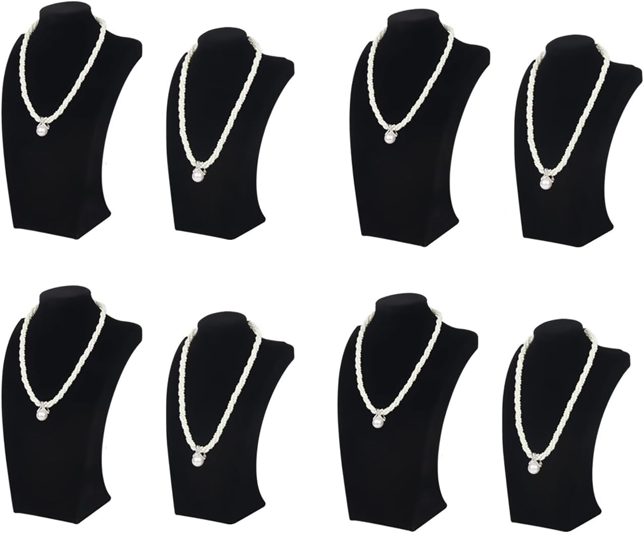Necklace Bust Display Stand, Necklace Holder, Pendant Chain Necklace Organizer for Women (Black Velvet, L 4PCS)