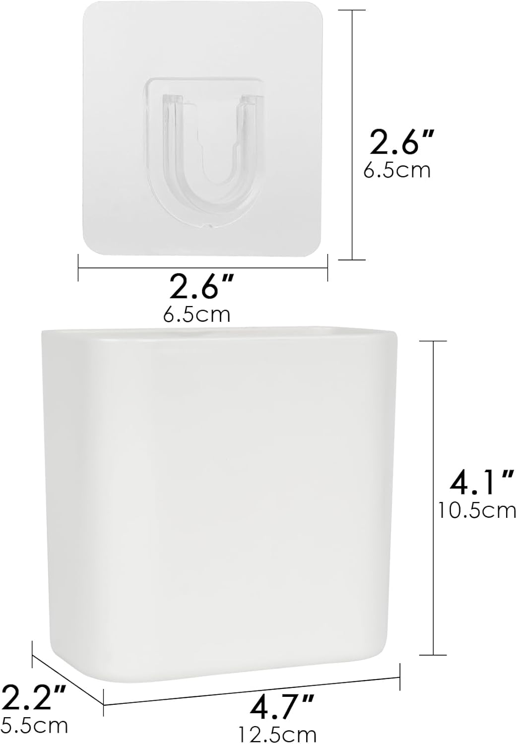 Multipurpose Wall Mount Toothbrush Holder, Self Adhesive Toothbrush Storage Organizer for Shower, Toothbrush Hanger for Toothpaste, Comb, Facial Cleanser (White)
