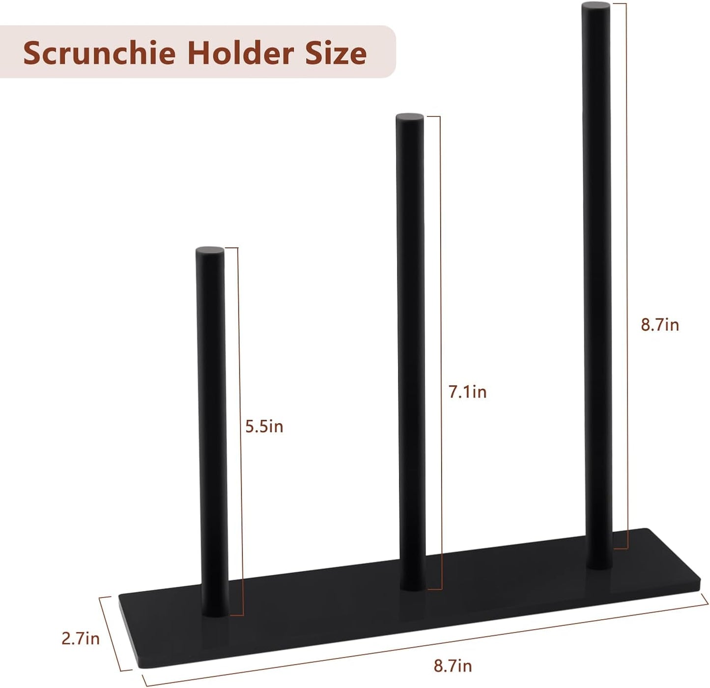 SMUK 3-Tiers Acrylic Scrunchie Holder Organizer, Black Hair Tie Holder Stand for Women Teen Girls Scrunchie Storage Scrunchy Hair Accessories Organizer