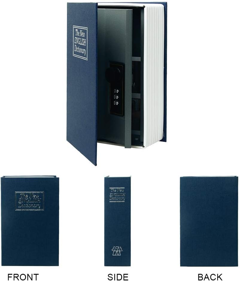 Diversion Book Safe Storage Box (9.5"×6"×2.2"), Dictionary Secret Safe Can with Security Combination Lock, Diversion Book Hidden Safe (Blue dictionary,Combination)