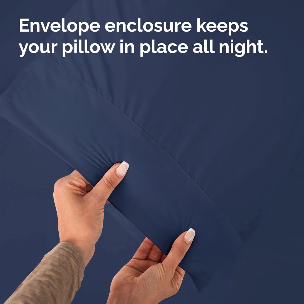Queen Pillow Cases - 2 Pack - Super Soft Pillowcase Covers - Envelope Enclosure - Hotel Quality Pillow Protectors - Wrinkle Free, Shrink & Stain Resistant - Machine Washable - 20" x 30" (Navy Blue)