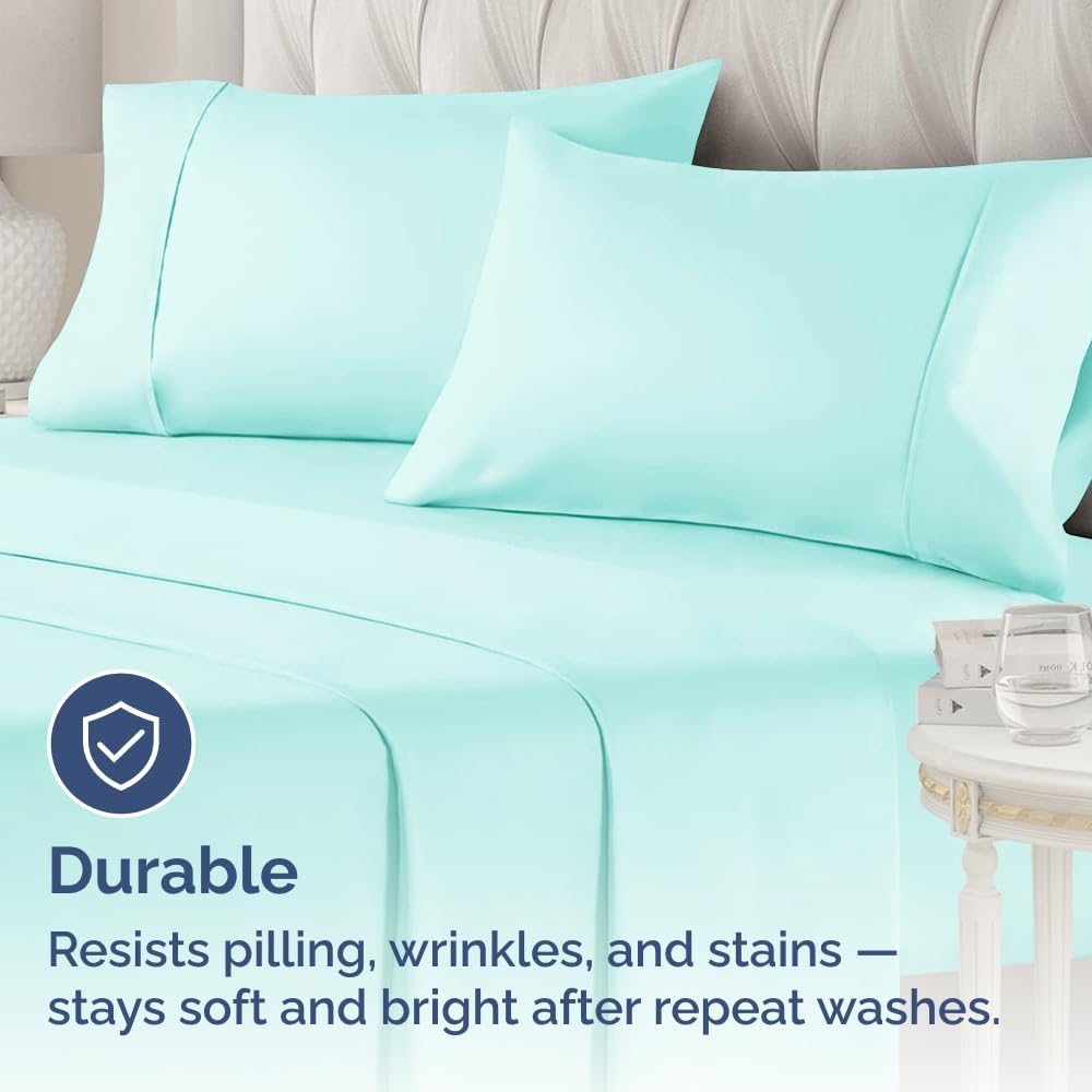 Queen Pillow Cases - 2 Pack - Super Soft Pillowcase Covers - Envelope Enclosure - Hotel Quality Pillow Protectors - Wrinkle Free, Shrink and Stain Resistant - Machine Washable - 20" x 30" (Spa Blue)