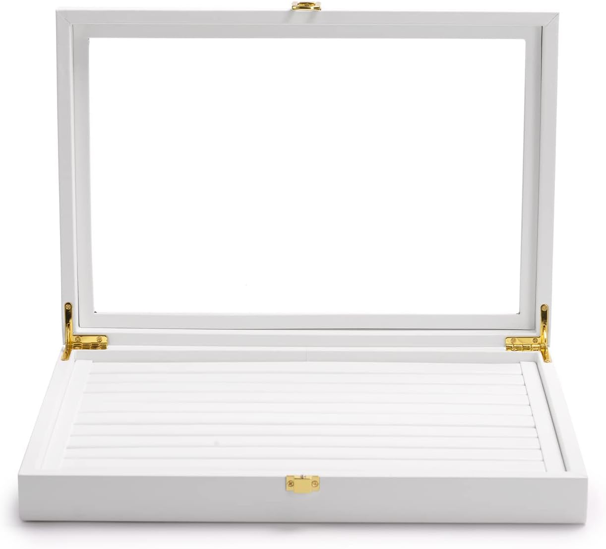 Oirlv White Jewelry Organizer Box with Acrylic Lid Ring Display Storage Case Jewelry Box for Women