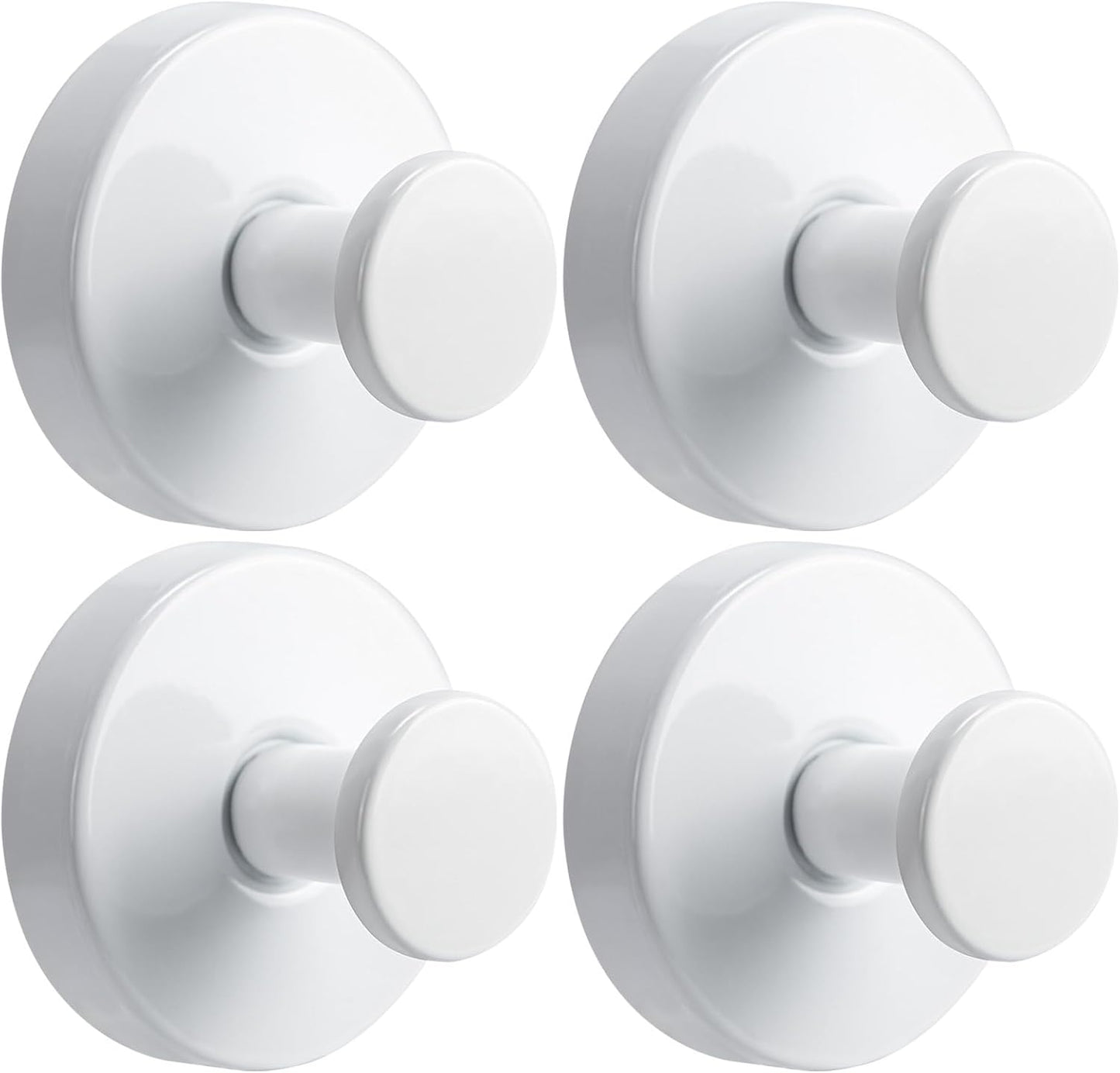 Suction Cup Hooks for Shower No-Drill Bathroom Hooks for Towels, Robes, Loofah Mountable on Bathroom Walls, Kitchen, Glass, Mirrors, Tile and Smooth,Non-Porous Surfaces (4, White)