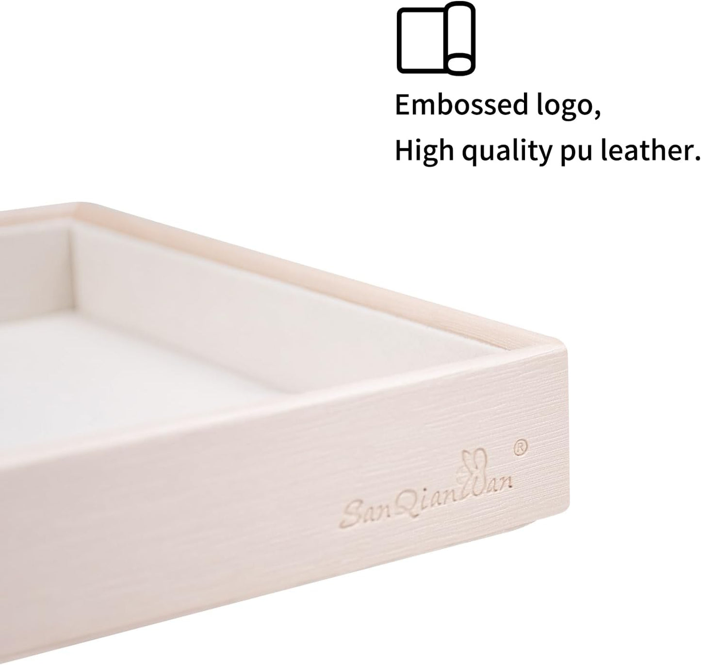 SANQIANWAN Leather Jewelry Organizer Trays Velvet Liner Storage Drawer Display Case Stackable Trays for Necklace,Rings and Earring (Pearl4)