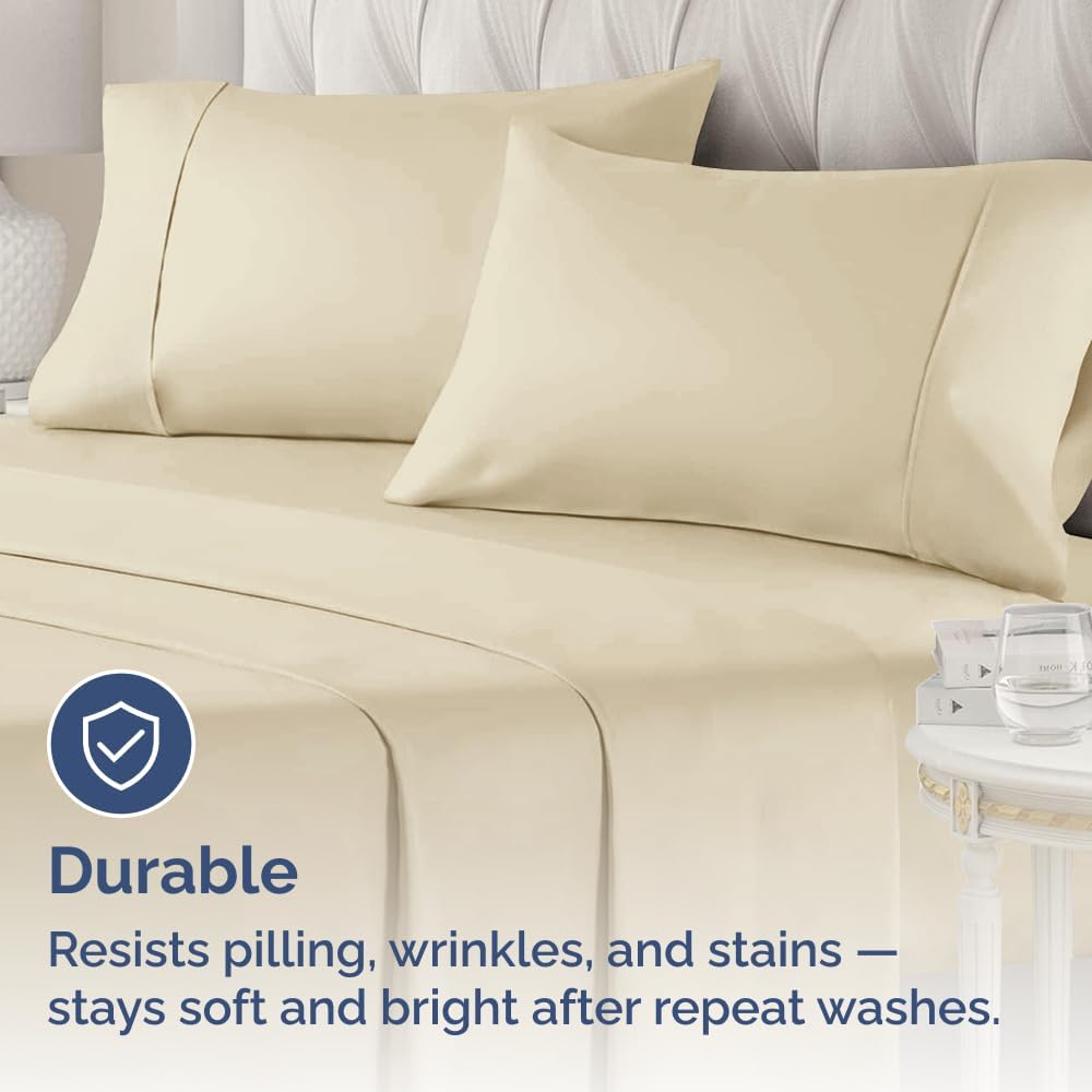 Standard Pillow Cases - 2 Pack - Super Soft Pillowcase Covers - Envelope Enclosure - Hotel Quality Pillow Protectors - Wrinkle Free, Shrink and Stain Resistant - Machine Washable - 20" x 26" (Cream)