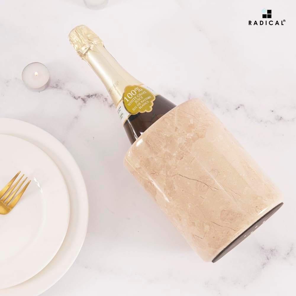 Radicaln Marble Wine Chiller Verona 6.5" Inches Handmade Insulated Cooler For Champagne - Wine Bottle Holder & Beverage Cooler For Bar Accessories