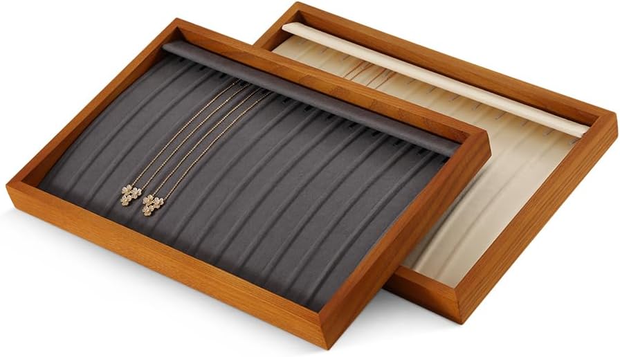 Necklace Storage, Wood Jewelry Trays For Drawers,Black Earring Organizer, Premium Jewelry Display Tray For Pendant