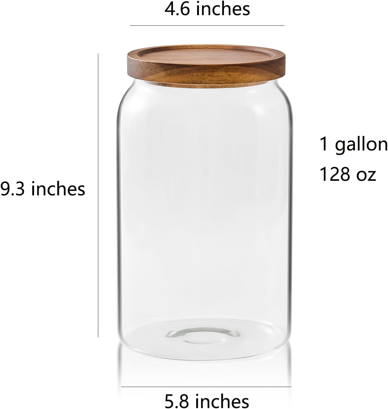 Sweejar Large Glass Candy Jars with Wooden Lids, 1 Gallon Glass Jar with Lid, Sugar/Flour Storage Containers, Big Glass Canisters with Airtight Lid, 2