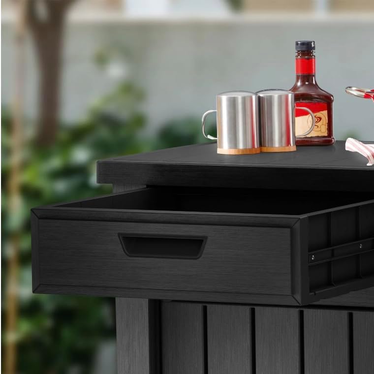 Outdoor Storage Cabinet with Drawers, Entertainment Buffet Table, Graphite Gray, 49.4" W x 35.4" H x 25.3" D