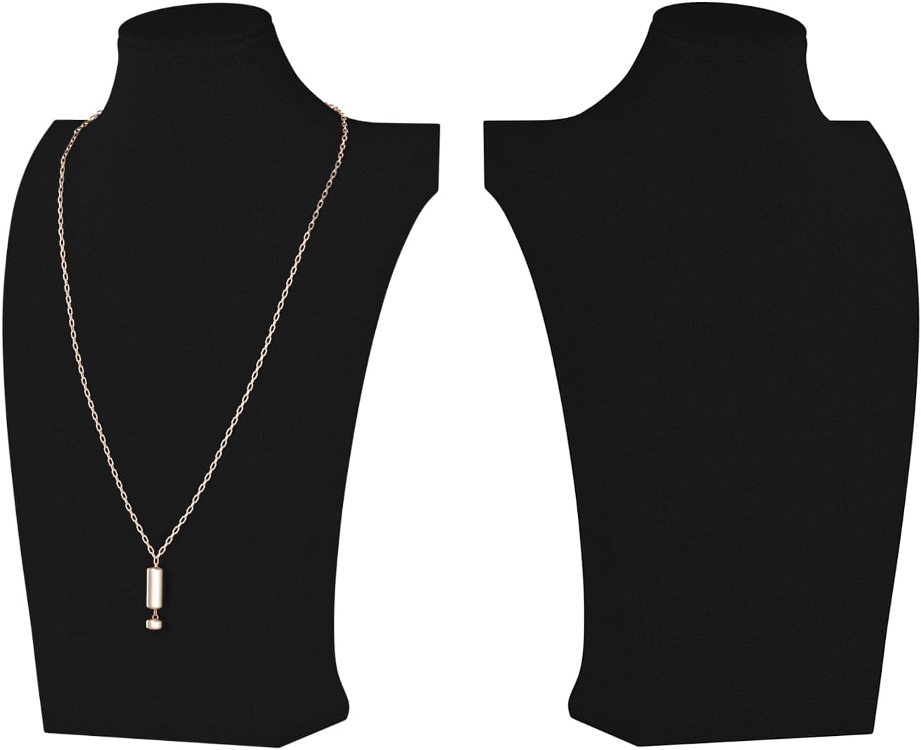 Necklace Bust Display Stand, Necklace Holder, Pendant Chain Necklace Organizer for Women (Black Velvet, S 2PCS)