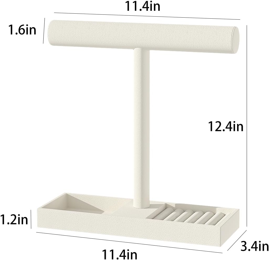 Bracelet and Necklace Holder,Velvet Jewelry Necklace Display Organizer Stand,bracelet Holder for Selling,Bracelet and Necklace Storage Tree (Style 1（Beige）)